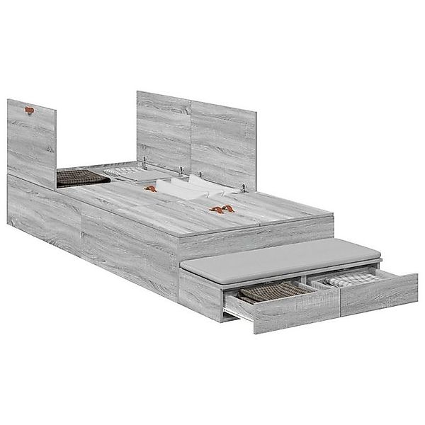 vidaXL Bett Stauraumbettgestell Graues Sonoma Holzwerkstoff (1-tlg) günstig online kaufen