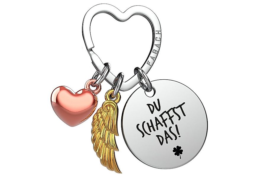FABACH Schlüsselanhänger Glücksbringer Herz und Engelsflügel mit Gravur "Gl günstig online kaufen