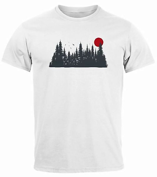 Neverless Print-Shirt Herren T-Shirt Motivshirt Frontprint Wald Silhouette günstig online kaufen