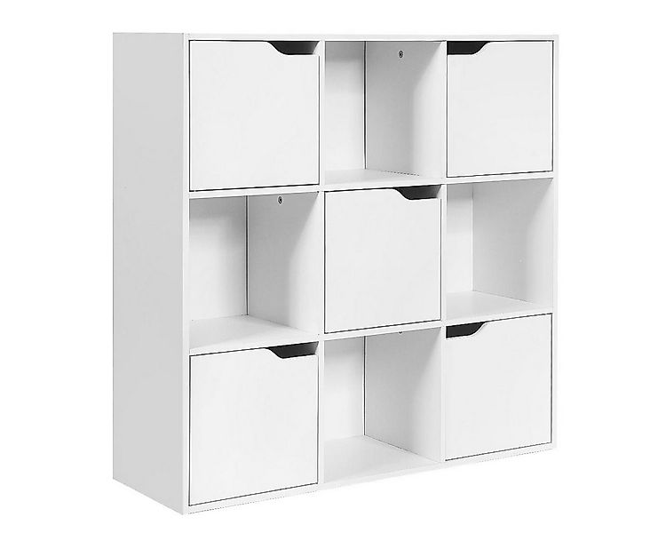 KOMFOTTEU Bücherregal Würfelregal mit 9 Fächern & 5 Türen, 90x29x90cm, weiß günstig online kaufen
