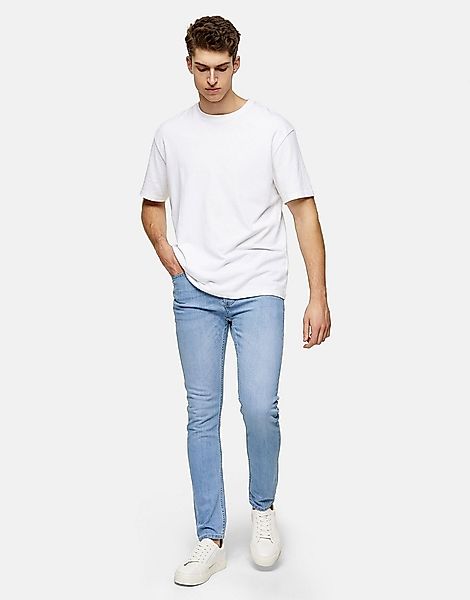 Topman – Stretch-Jeans mit engem Schnitt aus Bio-Baumwollmix in heller Wasc günstig online kaufen