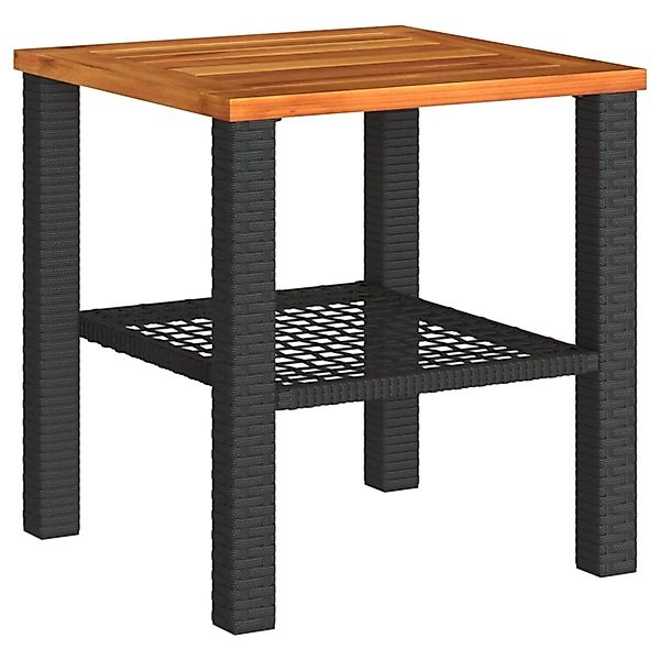 vidaXL Gartentisch Schwarz 40x40x42 cm Poly Rattan Akazienholz 366263 günstig online kaufen