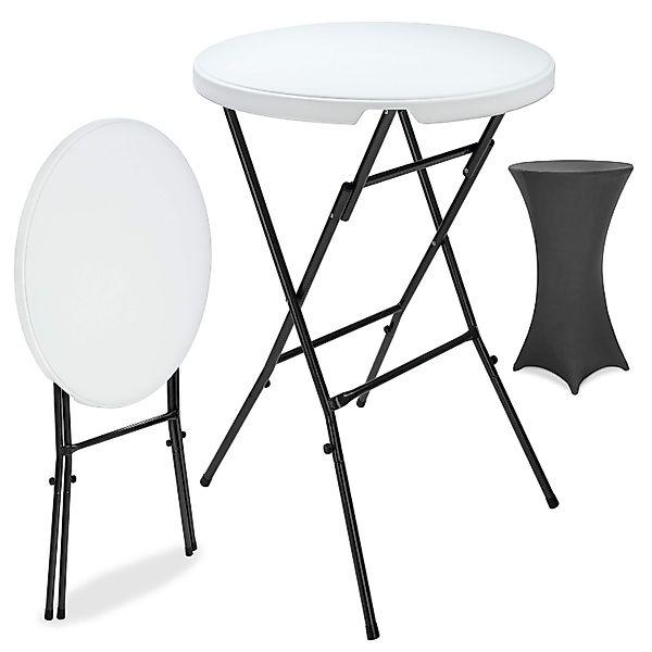 Stehtisch Weiß Ø72cm + Stehtischhusse Anthrazit Ø70cm günstig online kaufen