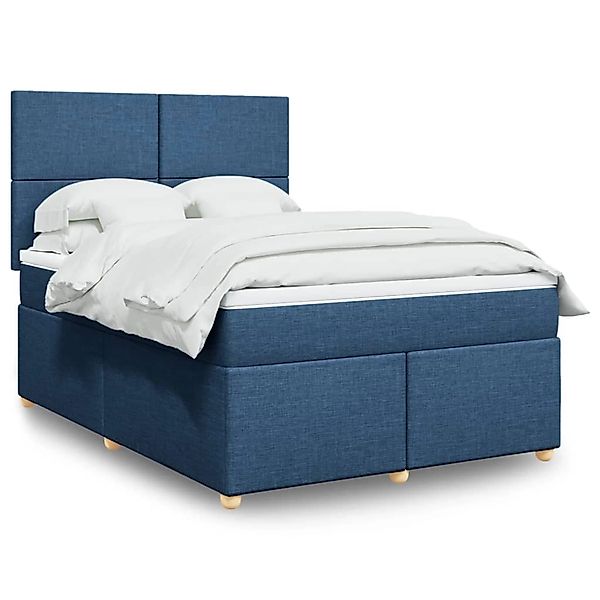 vidaXL Boxspringbett mit Matratze Blau 160x200 cm Stoff 3293630 günstig online kaufen