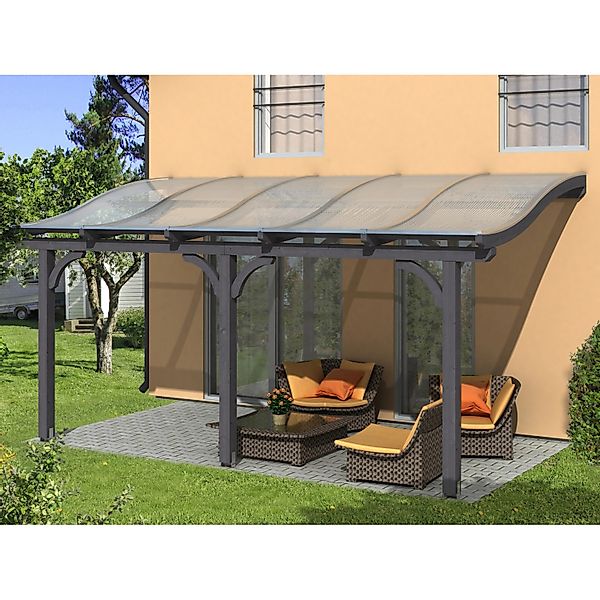 Skan Holz Terrassenüberdachung Venezia 541 x 339 cm Leimholz Schiefergrau günstig online kaufen