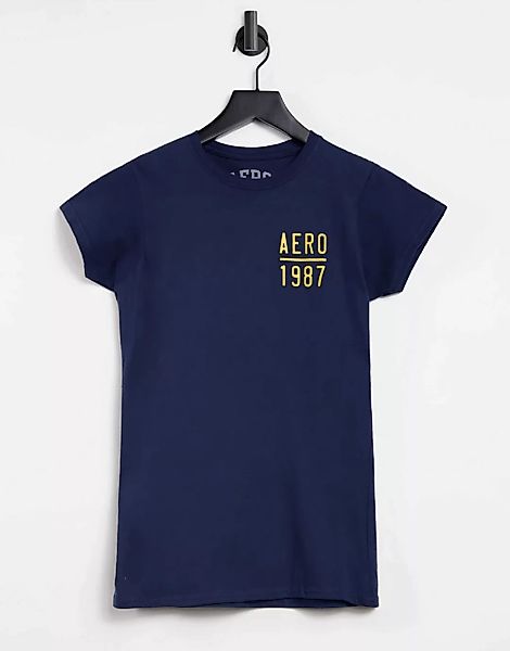 Aeropostale – T-Shirt mit 1987-Logo in Marineblau günstig online kaufen