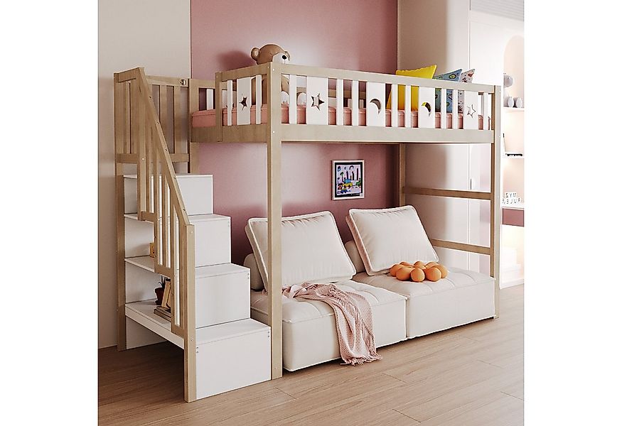 Merax Hochbett mit Stern- und Monddekoration (1-St., Jugendbett Einzelbett) günstig online kaufen