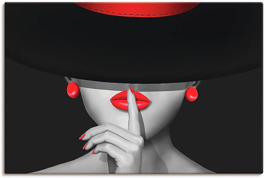 Artland Leinwandbild "Sei still" Frau 1 Stk. tlg. auf Holzrahmen gespannt günstig online kaufen