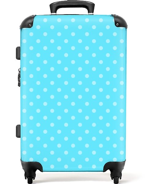 NoBoringSuitcases.com© Hartschalen-Trolley Blau - Punkte - günstig online kaufen