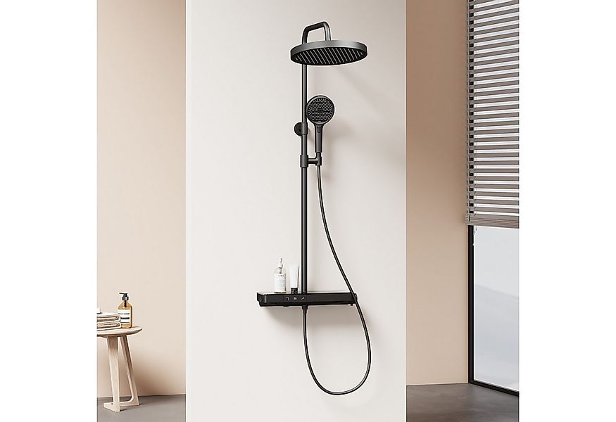 EMKE Duschsystem Thermostat Duschset Runder Kopfbrause und Duscharmatur chr günstig online kaufen
