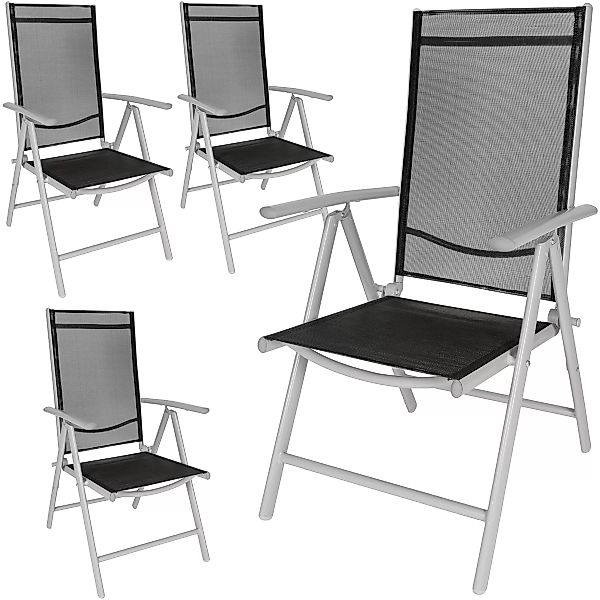 4 Aluminium Gartenstühle klappbar - schwarz/silber günstig online kaufen