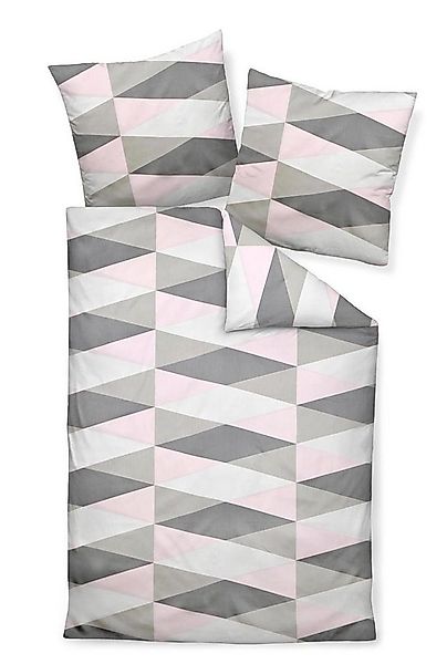 Janine Bettwäsche J.D. 87014 01 Rosa Taupe Grau, Mako-Satin, 2 teilig, Raut günstig online kaufen