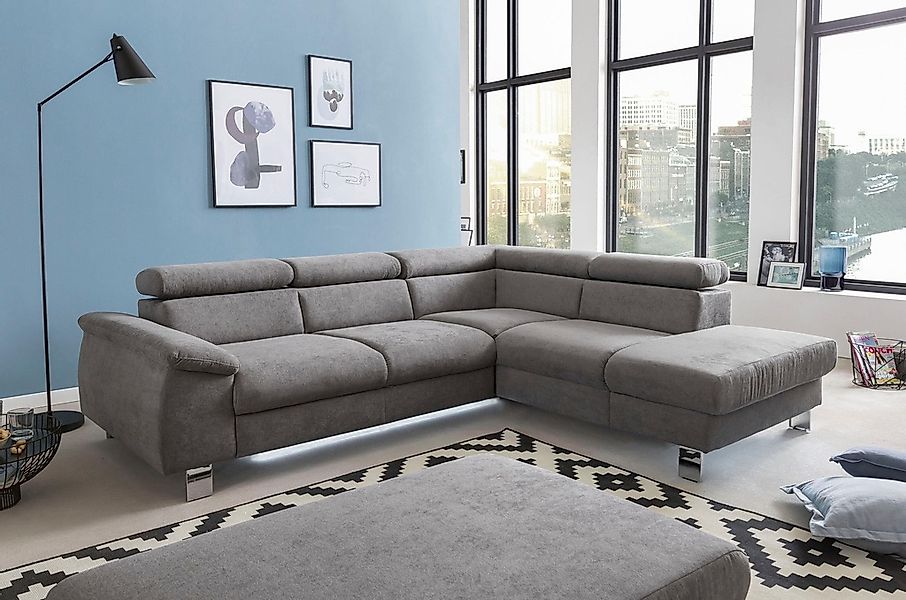 COTTA Ecksofa "Komaris L-Form, B: 249 cm" mit Kopfteilverstellung, optional günstig online kaufen