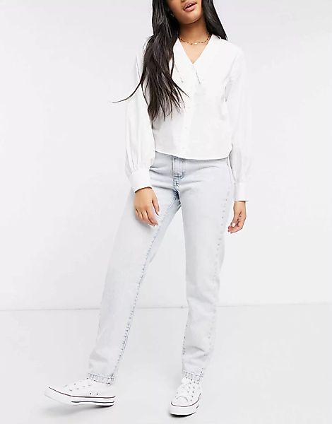 Cotton On – Mom-Jeans mit hohem Bund in heller Waschung-Blau günstig online kaufen