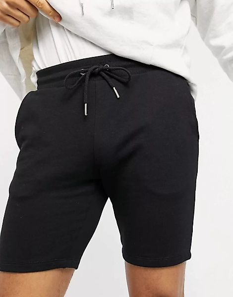 ASOS DESIGN– Shorts in engem Schnitt aus Bio-Jersey in Schwarz günstig online kaufen