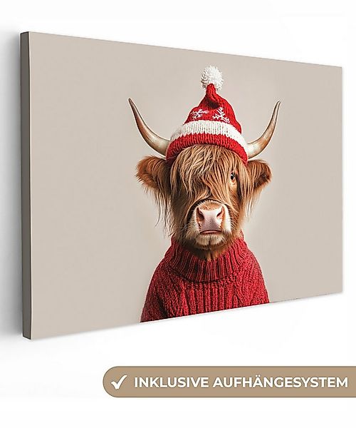OneMillionCanvasses® Leinwandbild Schottischer Highlander - Weihnachten - M günstig online kaufen