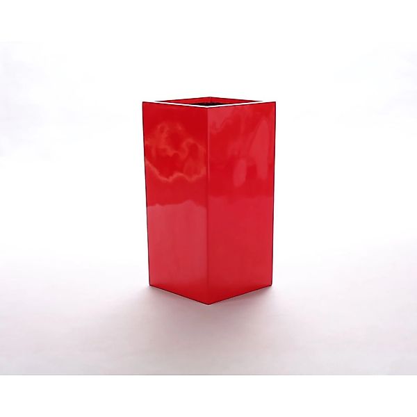 Elegant Einrichten Pflanzkübel Fiberglas Säule 30x30x60cm Hochglanz-Rot günstig online kaufen