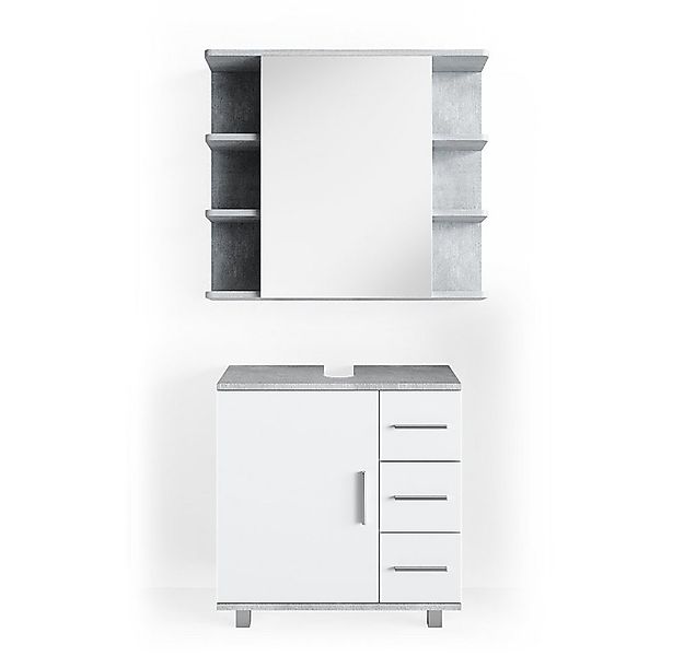 Vicco Badmöbel-Set Ilias, Weiß/Beton, 2 Teile, (2-St., 2er Set) günstig online kaufen