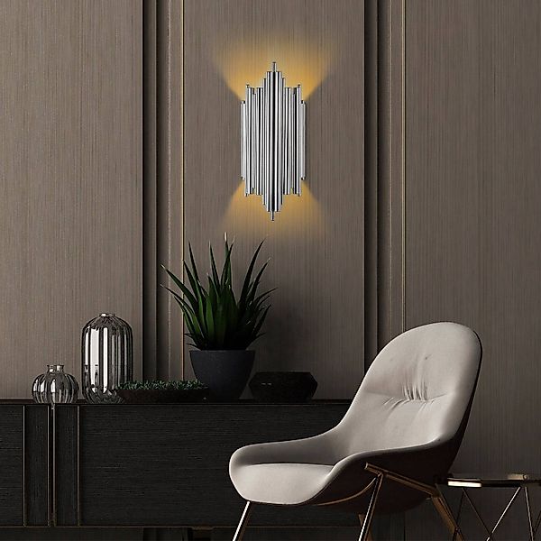 Wandleuchte Reis, chrom, Metall, Höhe 50 cm günstig online kaufen