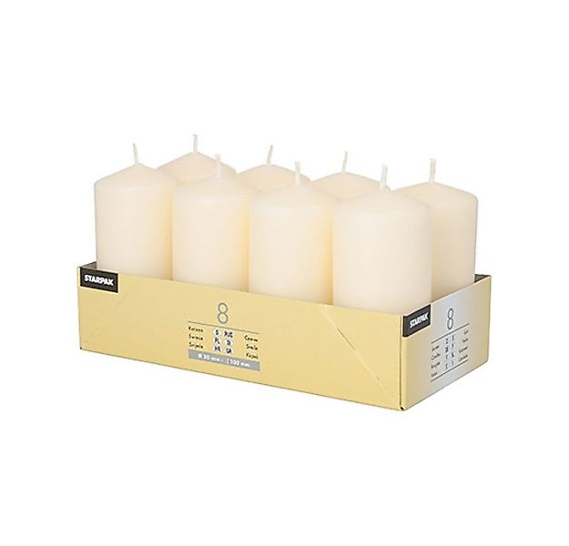 Starpak Stumpenkerze 8 Stumpenkerzen Ø 50 mm · 100 mm creme günstig online kaufen