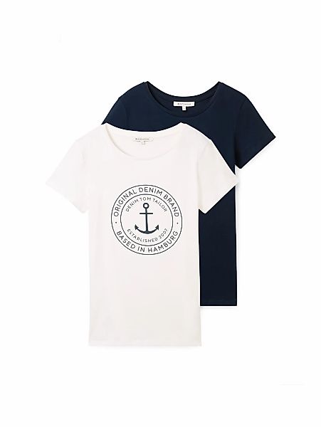 TOM TAILOR Denim T-Shirt Packung, 2 Stk. Doppelpack mit Logo-Print günstig online kaufen