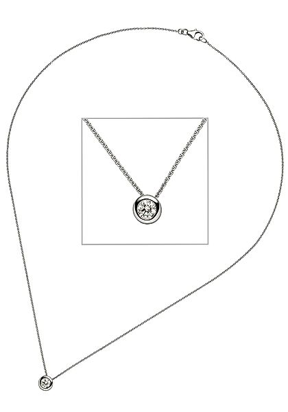 JOBO Kette mit Anhänger "Ankerkette mit Diamant-Brillant 0,25 ct.", 585 Wei günstig online kaufen