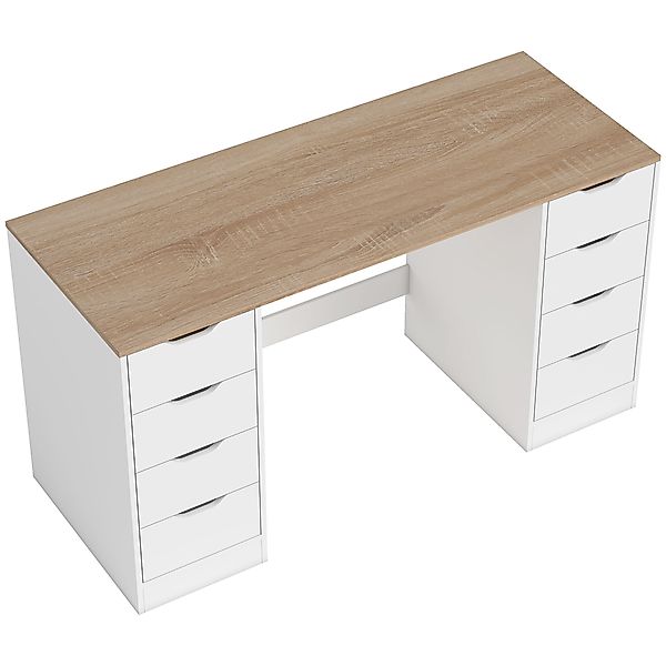 HOMCOM Schreibtisch mit 8 Schubladen Bürotisch 140 x 53 x 75 cm Moderner Co günstig online kaufen