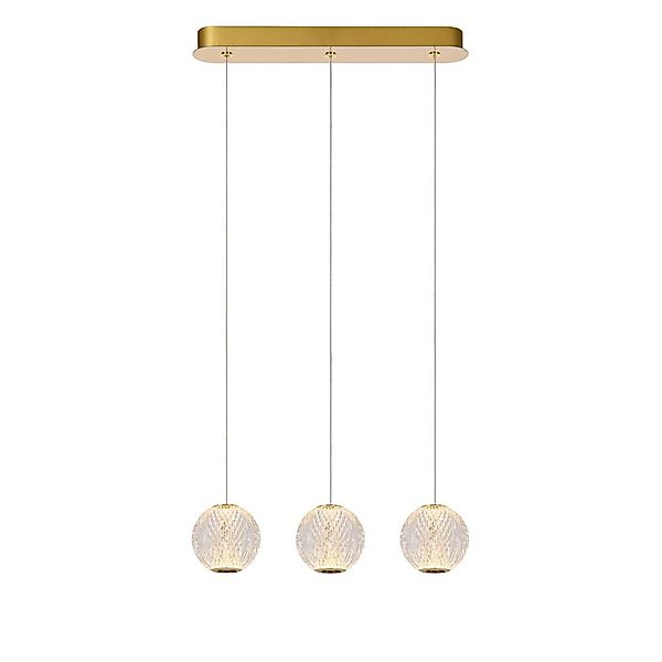 LED Pendelleuchte Cintra in Transparent und Messing 3x 4,7W 849lm eckig günstig online kaufen