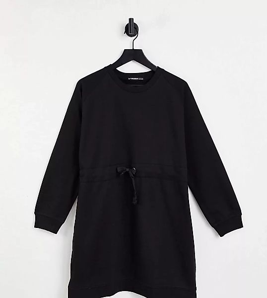 Threadbare Curve – Mini-Pulloverkleid in Schwarz mit Schnürung in der Taill günstig online kaufen