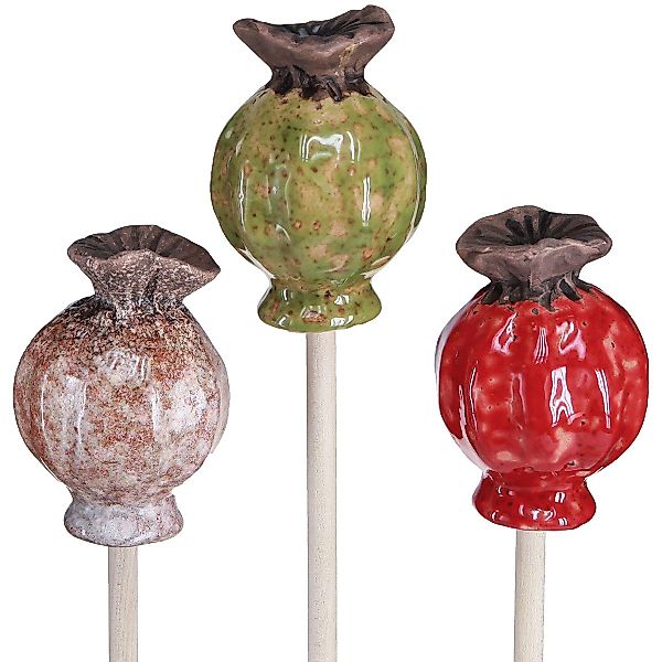 Viana Gartenstecker Blumenstecker Holz Keramik Mohn günstig online kaufen