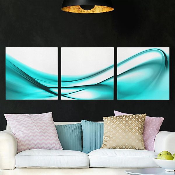 3-teiliges Leinwandbild Abstrakt Turquoise Design günstig online kaufen