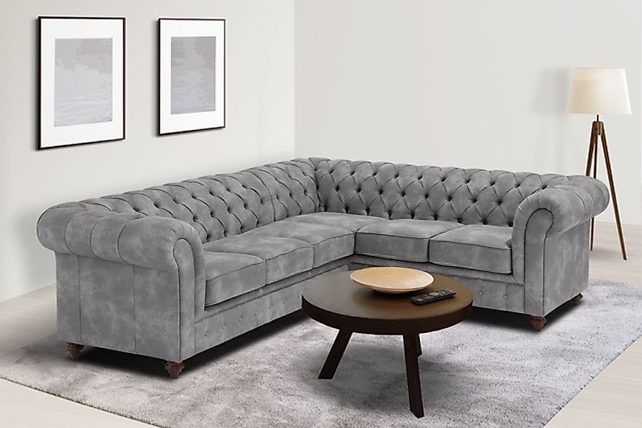 Home affaire Chesterfield-Sofa »Chesterfield Ecksofa, auch in Leder L-Form« günstig online kaufen