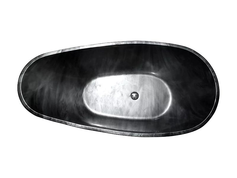 Freistehende Badewanne Marmor-Optik - 180 x 85 x 58 cm - Schwarz - MARBELA günstig online kaufen