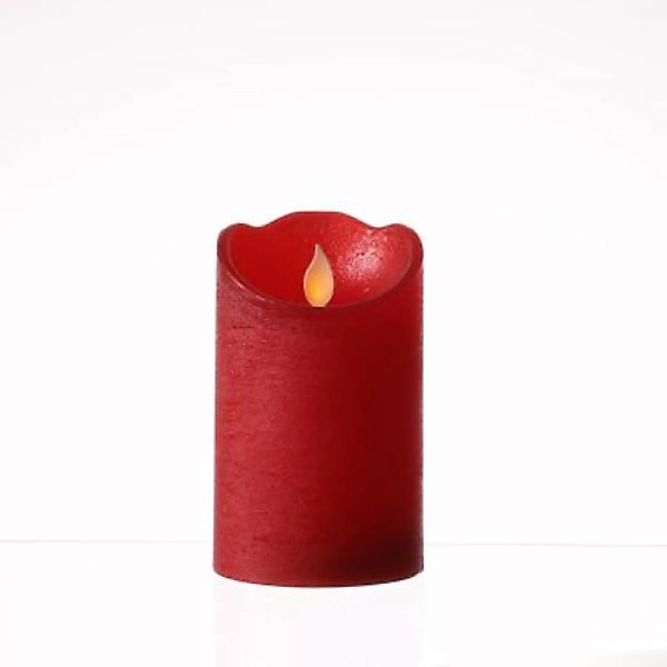 MARELIDA LED Kerze Twinkle Echtwachs bewegte Flamme D: 7,5cm H: 12,5cm rot günstig online kaufen