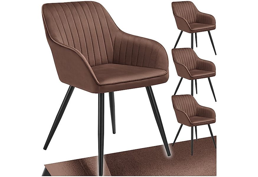 tectake Esszimmerstuhl Stuhl Marilyn, Samtoptik, gesteppt (Set, 4 St), Extr günstig online kaufen