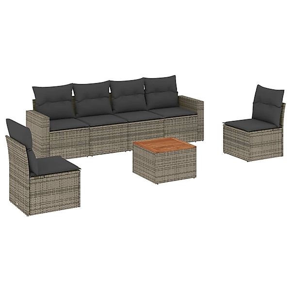 vidaXL 7-tlg Garten-Sofagarnitur mit Kissen Grau Poly Rattan Modell 120 günstig online kaufen