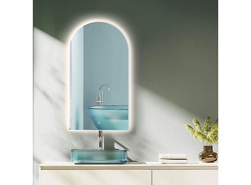 HOKO Badspiegel mit Beleuchtung, Badezimmerspiegel bogen 50x90 cm / 60x100 günstig online kaufen