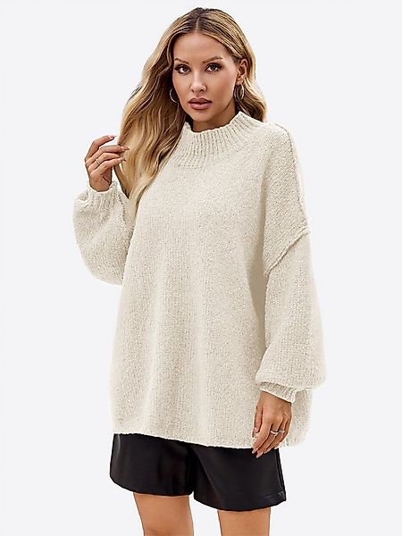 Imily Bela Sweater Damen Oversize Pullover aus geripptem Strick mit Stehkra günstig online kaufen
