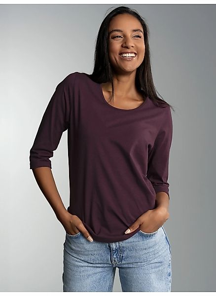 Trigema T-Shirt "TRIGEMA 3/4 Arm Shirt aus Biobaumwolle" 1 Stk. günstig online kaufen