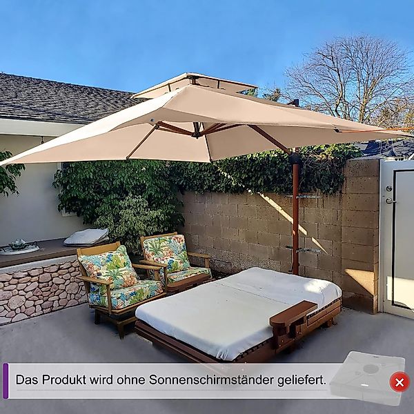 PURPLE LEAF Sonnenschirm Holzoptik Quadratischer Außenbereich günstig online kaufen