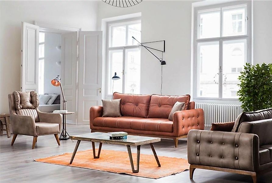 JVmoebel Chesterfield-Sofa Set 3+3+1 Platz Bequem in modernem mittelweiche günstig online kaufen