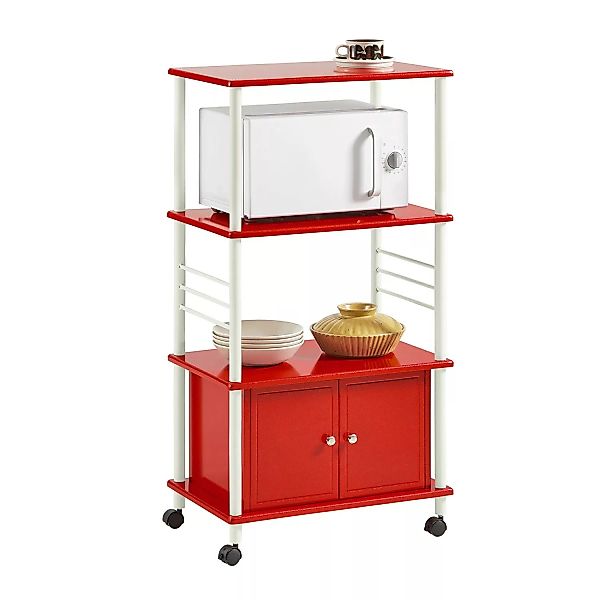 SoBuy® Küchenwagen Mikrowellenschrank Küchenregal stehend rot günstig online kaufen