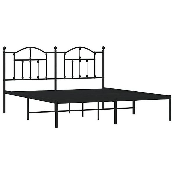 vidaXL Bettgestell Bettrahmen mit Kopfteil Metall Schwarz 180x200 cm Bett B günstig online kaufen