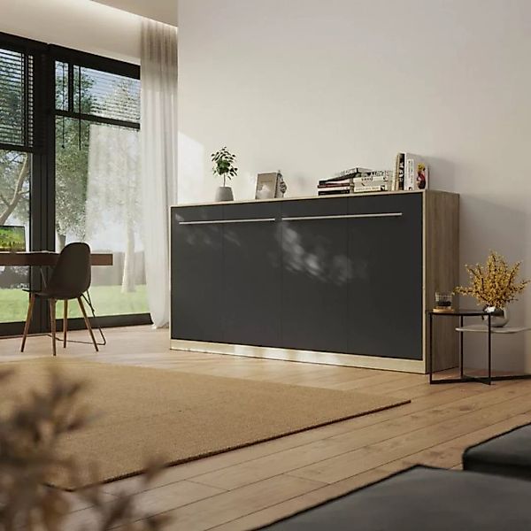 SMARTBett Schrankbett Standard 90x200 cm cm Horizontal Eiche Sonoma inkl. L günstig online kaufen