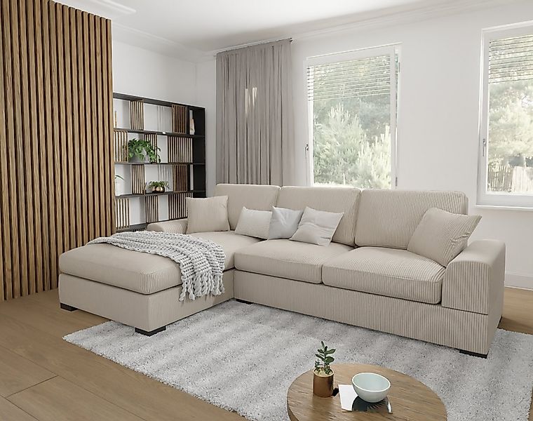 S-Style Möbel Ecksofa Leif mit Schlaffunktion in Cord-Stoff, schöner Sitzko günstig online kaufen