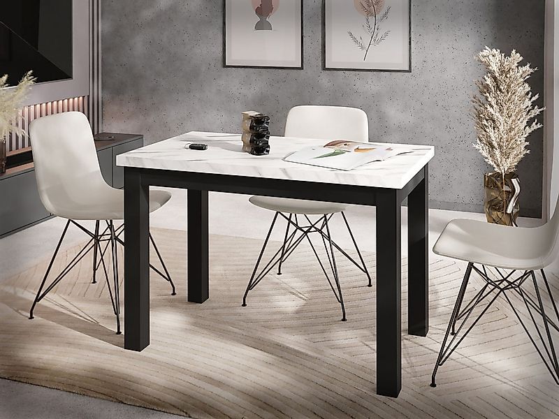 WFL GROUP Esstisch Arden rechteckig platzsparender mit schwarzen Massivholz günstig online kaufen