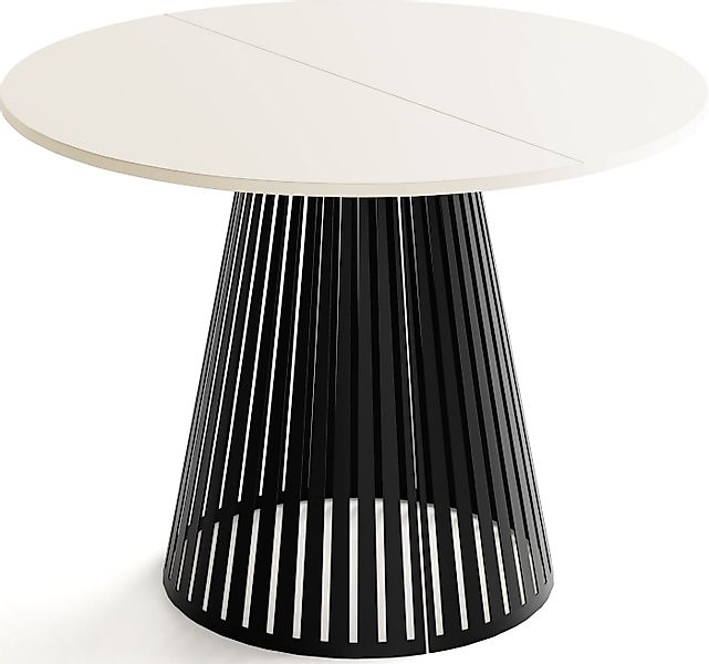 WFL GROUP Esstisch Naro Black ausziehbar rund modern mit schwarzen Metallbe günstig online kaufen