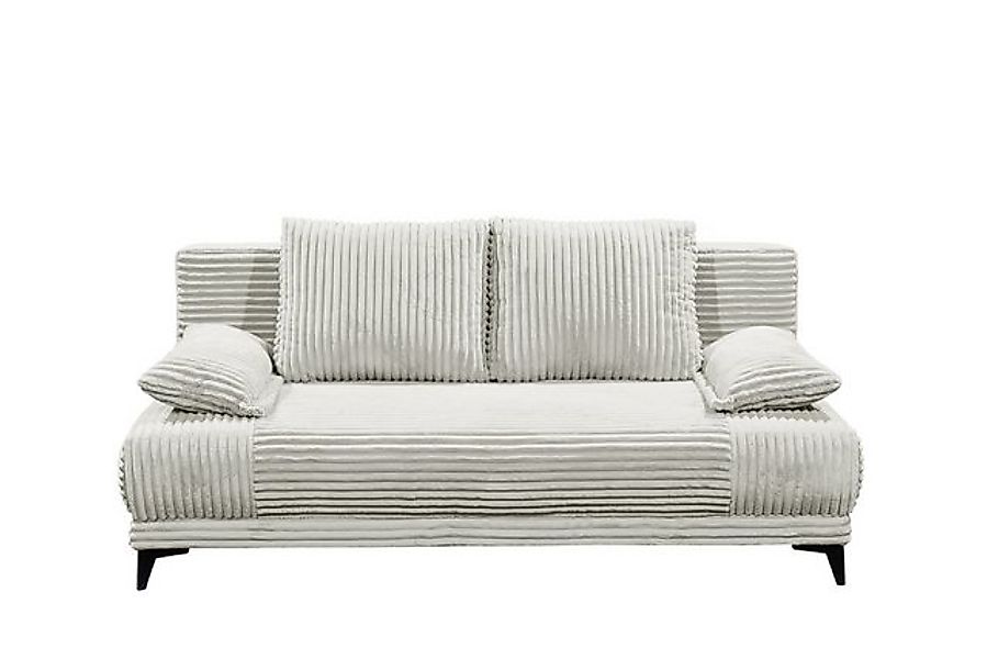 Black Red White Schlafsofa Liegefläche 157x202cm, in Cord silver - 211x96x1 günstig online kaufen