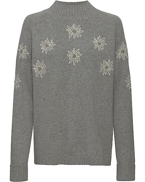 Luis Steindl Strickpullover Stehkragenpullover mit Edelweiß-Stickerei günstig online kaufen