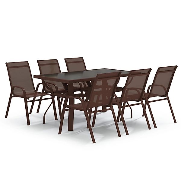 vidaXL 7-Tlg Garten-Essgruppe Braun und Schwarz 3095989 günstig online kaufen